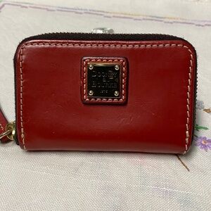 Dooney & Bourke Red Leather Zippered Leather Mini Wallet Card Holder